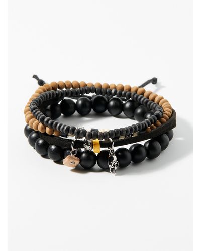 Le 31 Mixed Wooden Bead Bracelets Set Of 4 - Black