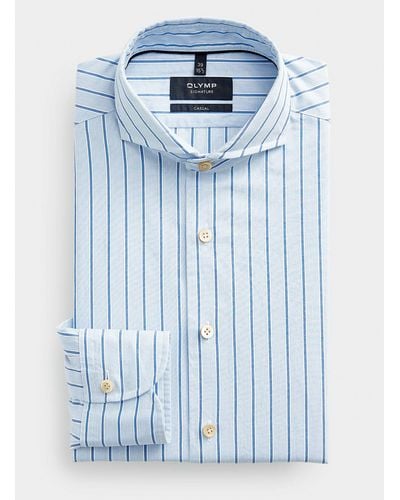 Olymp Blue Stripe Pure Cotton Shirt Modern Fit