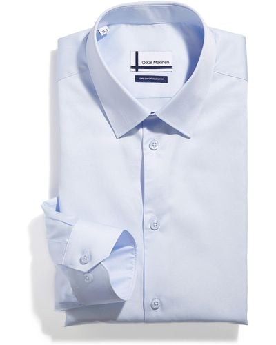 Oskar Mäkinen Satiny Business Shirt Comfort Fit - Blue