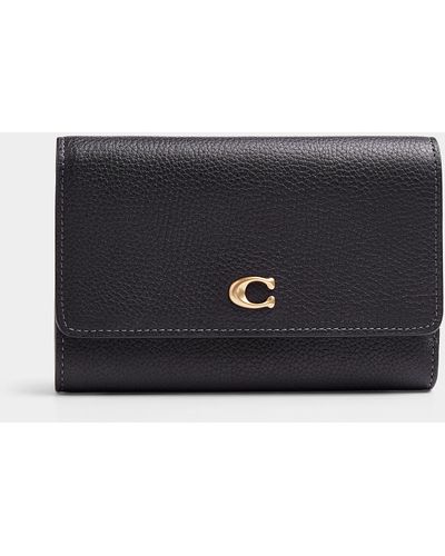 COACH Signature Leather Flap Wallet - Blue