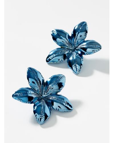 Marni Puffy Flower Earrings - Blue