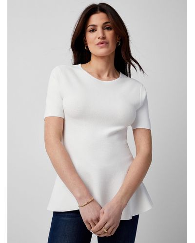 Contemporaine Minimalist Peplum Sweater - White