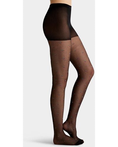 Pretty Polly Embroidered Cherry Sheer Pantyhose - Pink