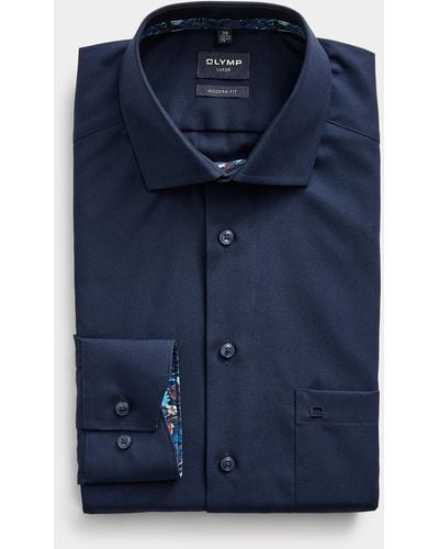 Olymp Pure Cotton Navy Shirt Comfort Fit - Blue