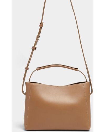 Flattered Hedda Small Topstitched Leather Bag - White