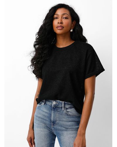 B.Young Openwork Weave Loose T - Black