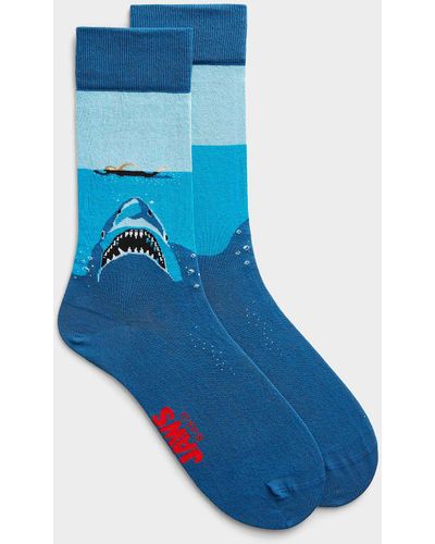 Jimmy Lion Jaws Shark Attack Socks - Blue