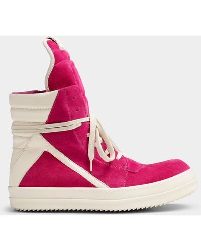 Hot Pink Sneakers For Men Lyst   Rick Owens Pink Hot Pink Geobasket Sneakers Men 