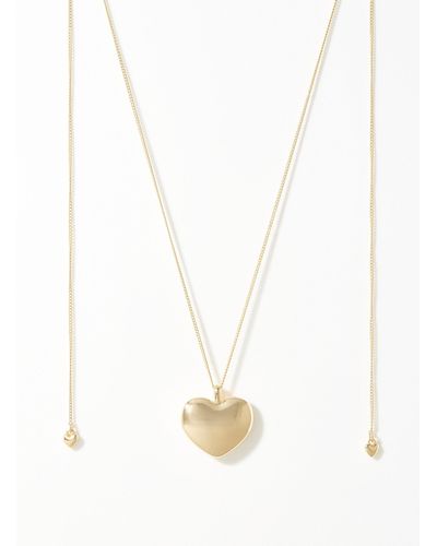 Pilgrim 3d Heart Golden Necklace - White