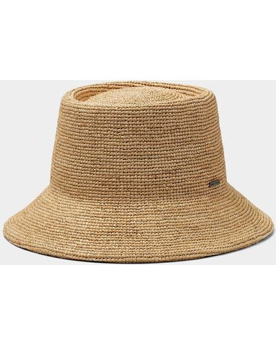 Brixton Ellee Crochet Straw Bucket Hat - Natural