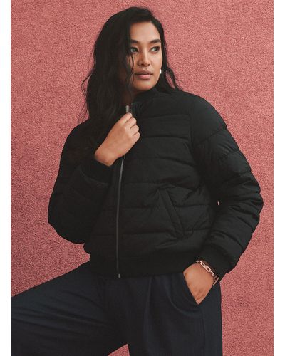 Contemporaine Quilted Recycled Nylon Bomber Jacket - Black