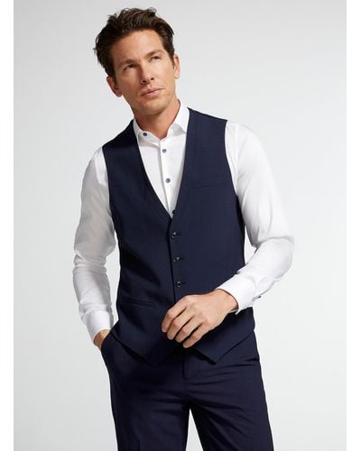 Le 31 Wool And Recycled Polyester Vest London Fit - Blue