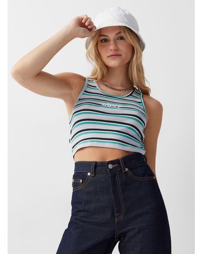 Obey Gray Stripes Cropped Cami