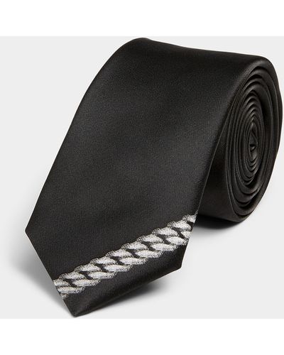 HUGO Chain Detail Black Narrow Tie