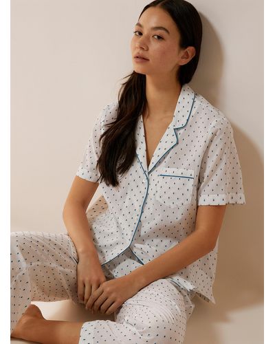 Miiyu Mini Pattern Organic Cotton Pyjama Set - Brown