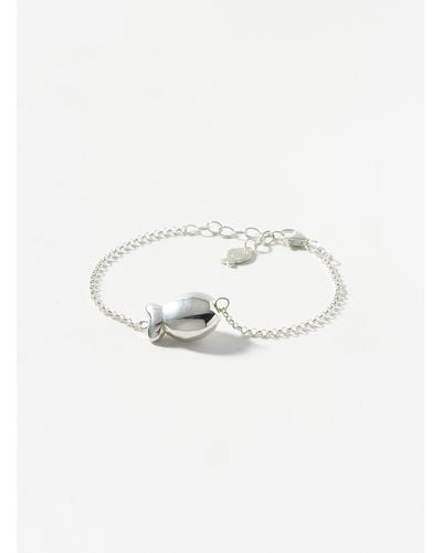 Clio Blue Domed Fish Silver Bracelet - Natural
