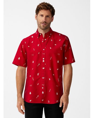 Le 31 Patterned Oxford Shirt Modern Fit - Red