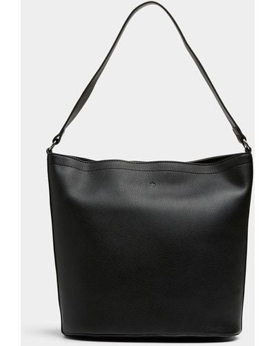 Ela Mia Pebbled Bucket Bag - Black