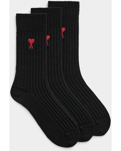 Ami Paris Socks Set Of 3 - Black
