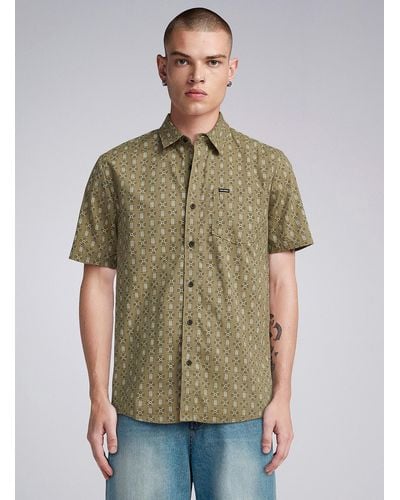 Volcom Khaki Geo Pattern Shirt - Green