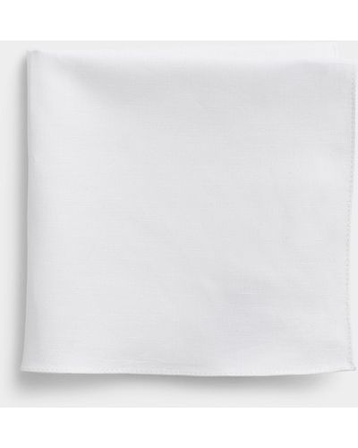 HUGO White Pure Cotton Pocket Square