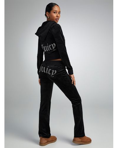 Juicy Couture Diamond Logo Velvet Pant - Black
