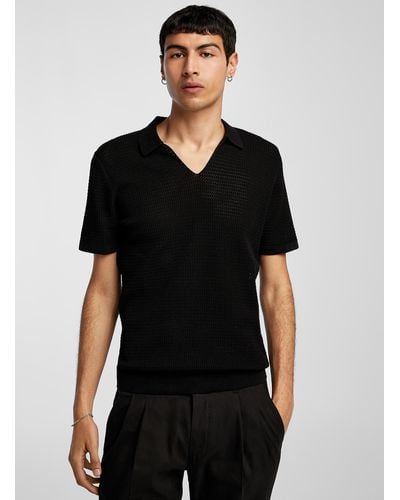 DRYKORN Perforated Knit Polo - Black