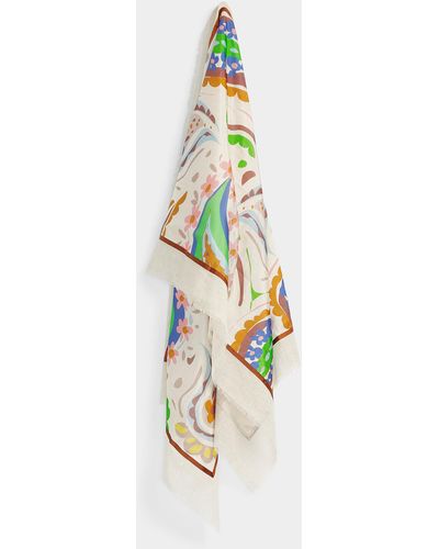 Fraas Playful Paisley Lightweight Scarf - White