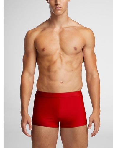 I.FIV5 Monochrome Fitted Swim Trunk - Red
