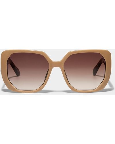 Fossil Openwork Gilded Square Sunglasses - Brown