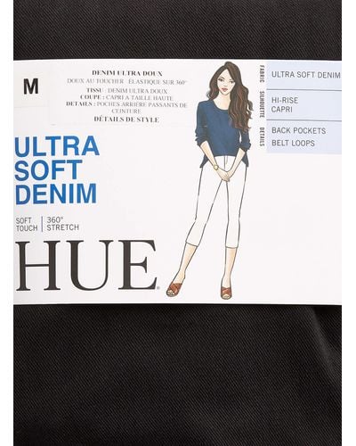 HUE Women's Super-Soft Stretch Hi-Rise Capri – Denim Capri Pants