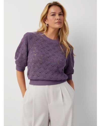 Contemporaine Openwork Wave Sweater - Purple