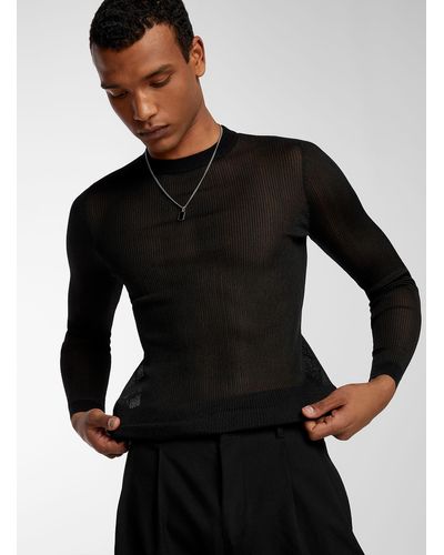 Le 31 Sheer Ribbed Sweater - Black