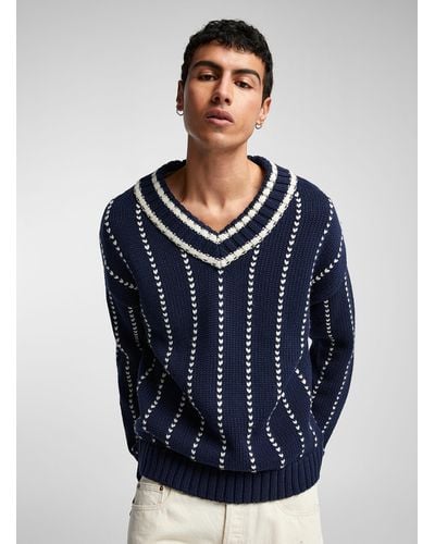 GANT Jacquard Stripe Varsity Sweater - Blue