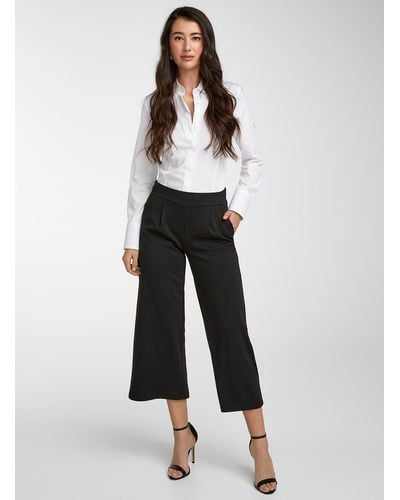 Ichi Structured Jersey Cropped Pant - White