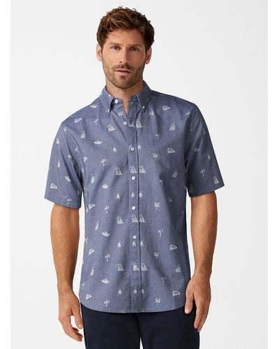 Le 31 Patterned Oxford Shirt Modern Fit - Blue