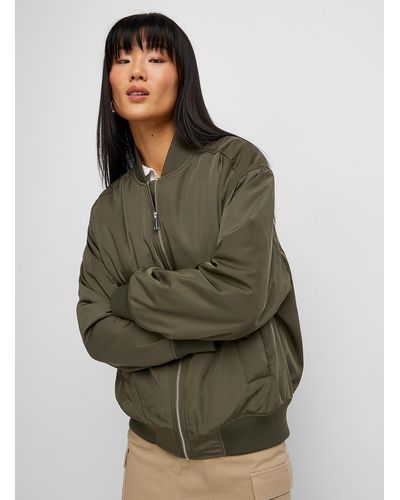Icône Recycled Polyester Loose Bomber Jacket - Green