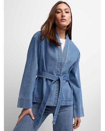 Vero Moda Medium Indigo Denim Kimono Jacket - Blue