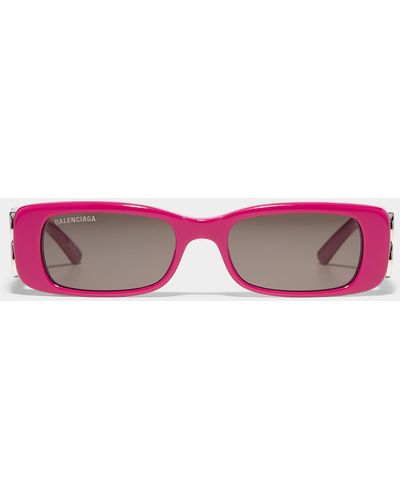 Balenciaga Fuchsia Rectangular Sunglasses - Pink