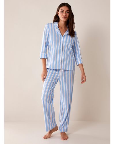 Miiyu Patterned Organic Cotton Pyjama Set - Blue