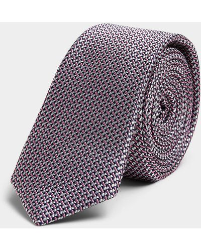 Le 31 Optical Jacquard Skinny Tie - Purple