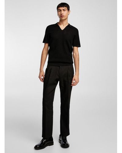DRYKORN Pleated Stretch Linen Pant Straight Fit - Black
