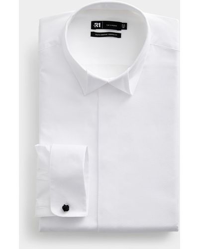 Le 31 Origami Collar Tuxedo Shirt Modern Fit - White