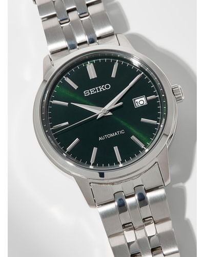 Seiko Essentials Green Face Watch - Grey
