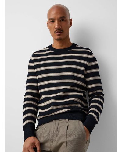 Marc O' Polo Striped Pure Organic Cotton Knit Sweater - Black