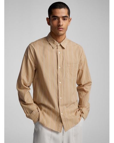 Officine Generale Emory Striped Cotton Shirt - Natural