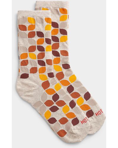 Hot Sox Geo Leaf Sock - Orange