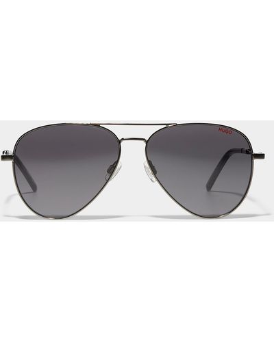 HUGO Minimalist Aviator Sunglasses - Gray
