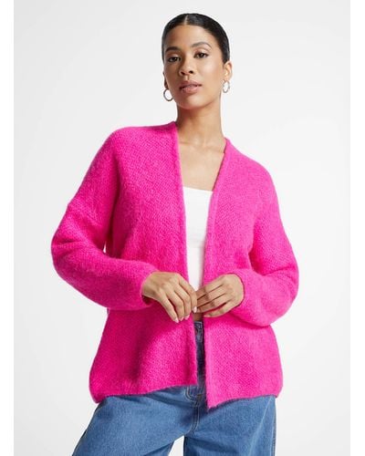FRNCH Piper Touch Of Wool Colourful Cardigan - Pink