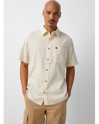 Fjallraven Contrast Button Beige Shirt Comfort Fit - Natural